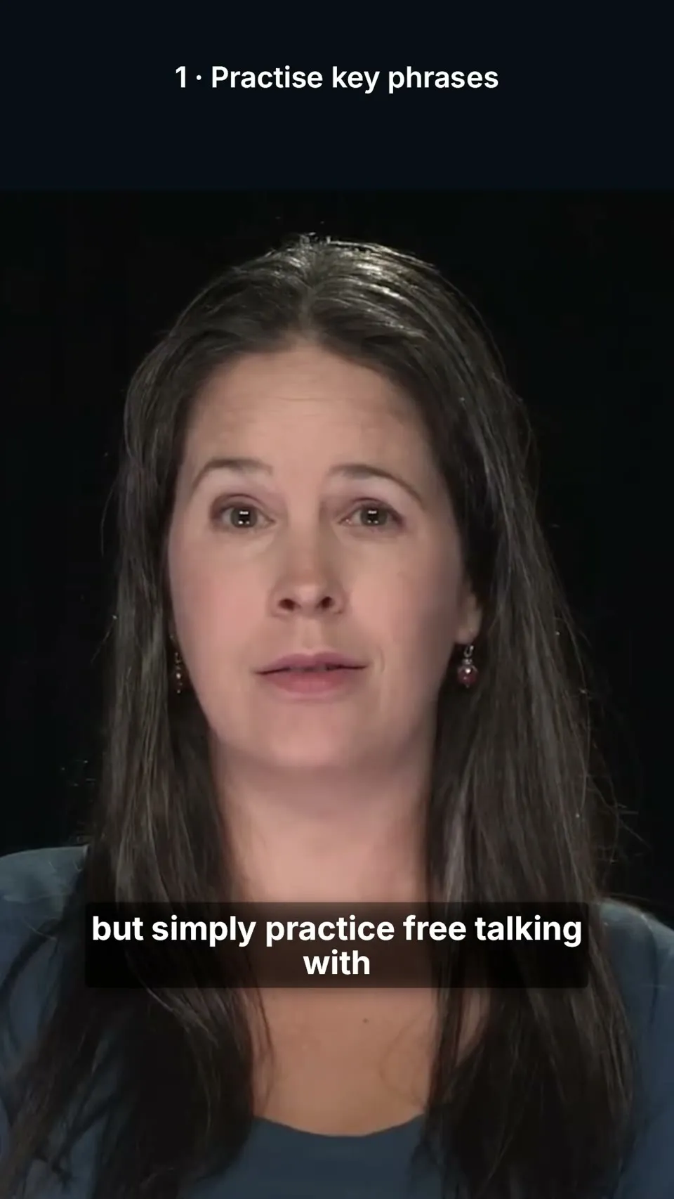 Vertical interview lesson teaser with progressive English captions.